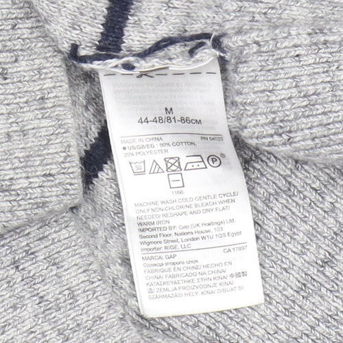 GAP Men's Grey Striped V-Neck Pullover Jumper M