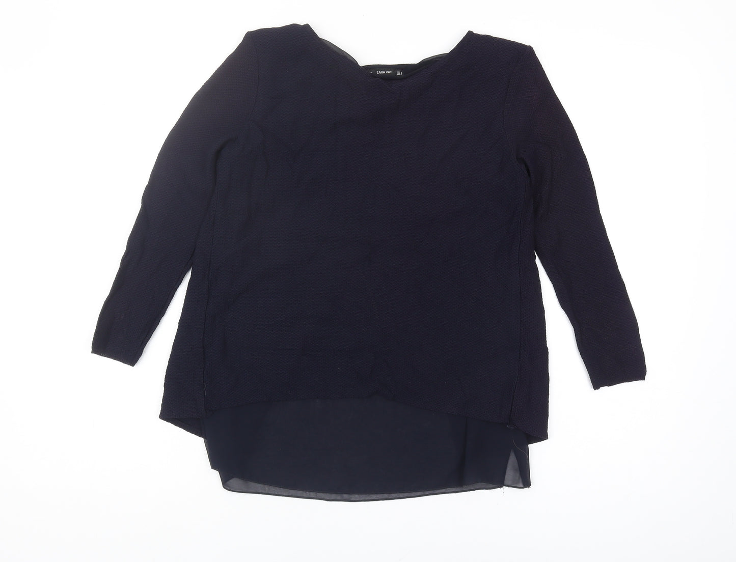 Zara Women's Black Knit Blouse, Size S, Round Neck