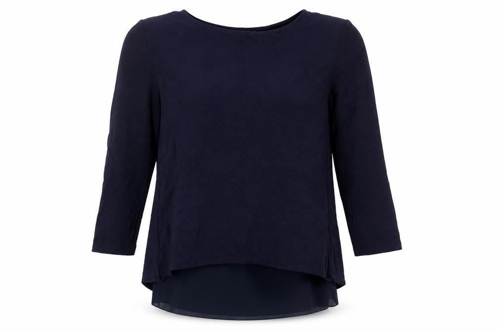 Front view of Zara Women's Black Knit Blouse, size S, Round Neck