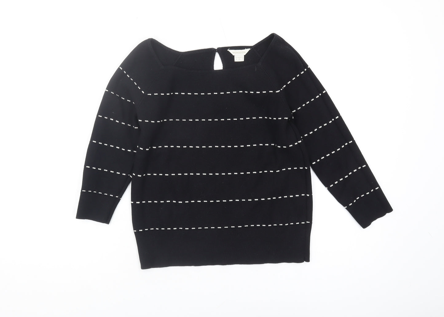 Monsoon Women's Black Pullover Jumper, Size 8, Cotton