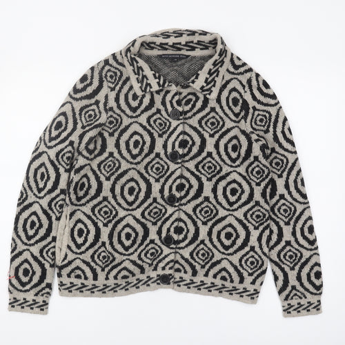 Betty Jackson Black Women's Cardigan, Size 12, Geometric Knit