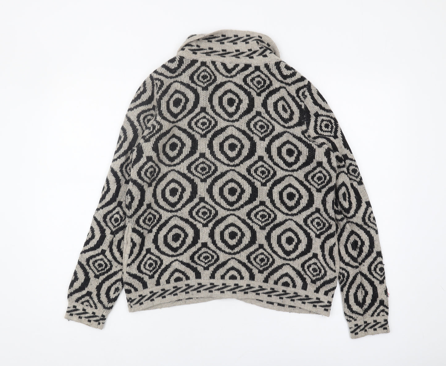 Betty Jackson Black Women's Cardigan, Size 12, Geometric Knit