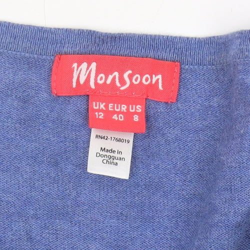 Monsoon Women's Blue V-Neck Cardigan Size 12