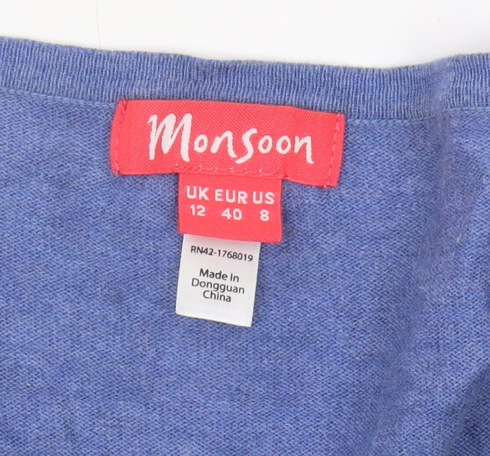Monsoon Women's Blue V-Neck Cardigan Size 12