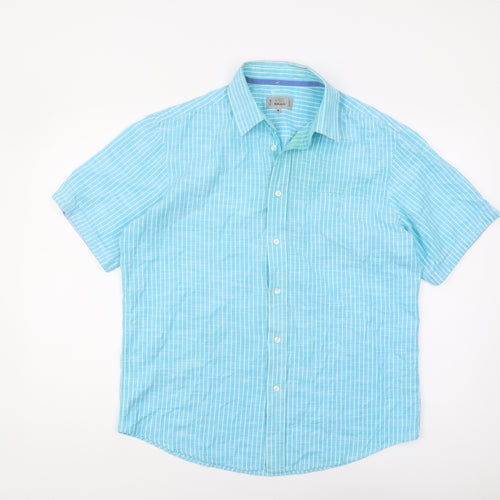 Marks and Spencer Blue Striped Short Sleeve Shirt M
