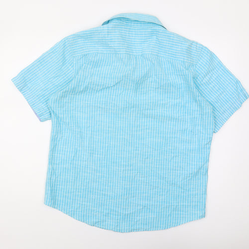 Marks and Spencer Blue Striped Short Sleeve Shirt M