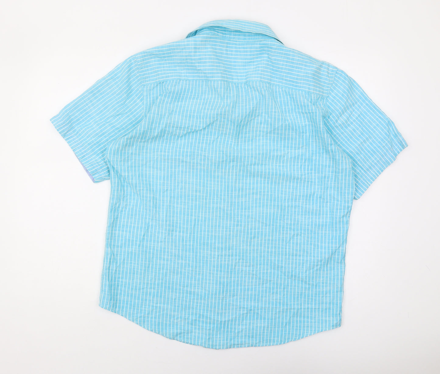 Marks and Spencer Blue Striped Short Sleeve Shirt M