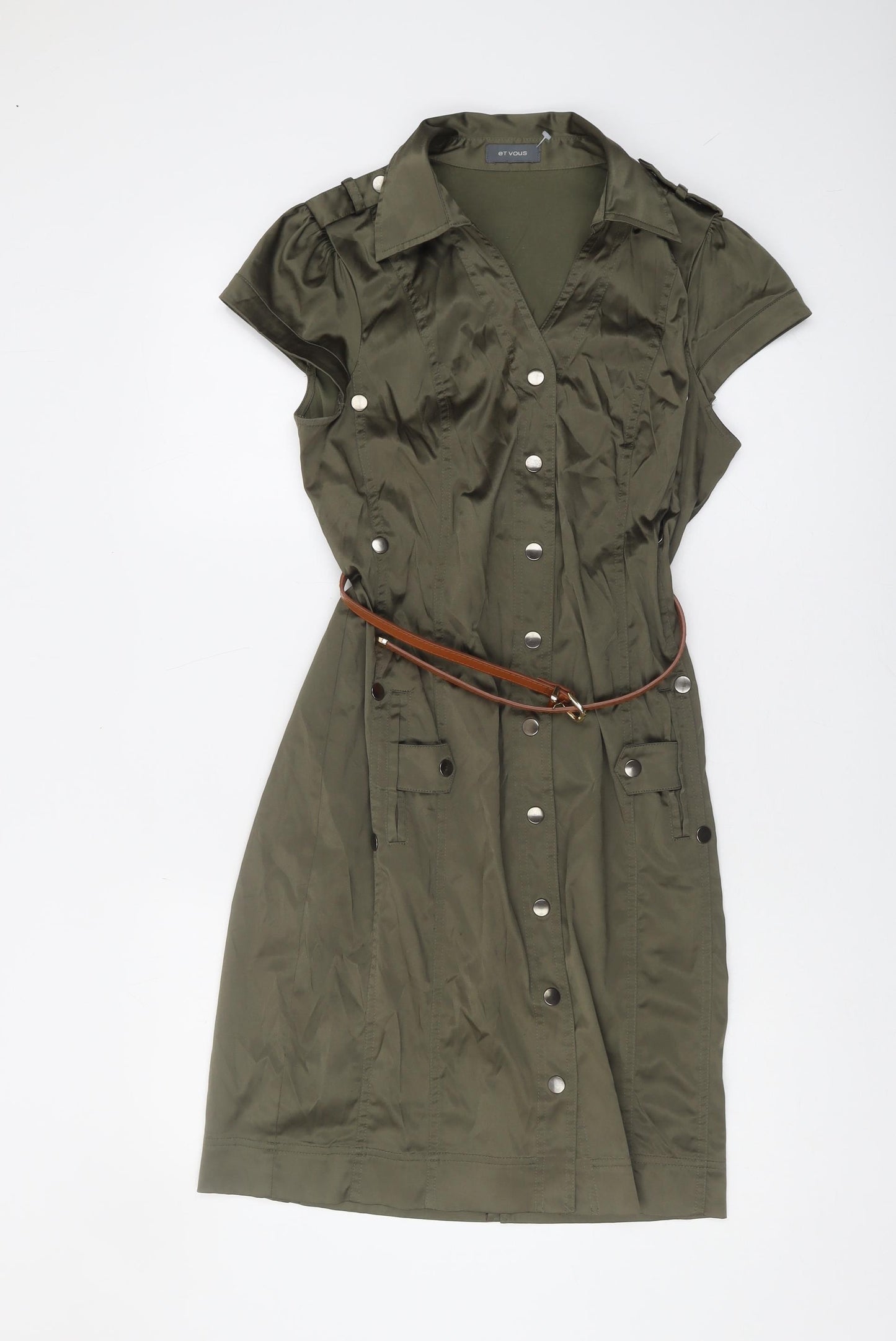 ET VOUS Women's Green Shirt Dress Size 12