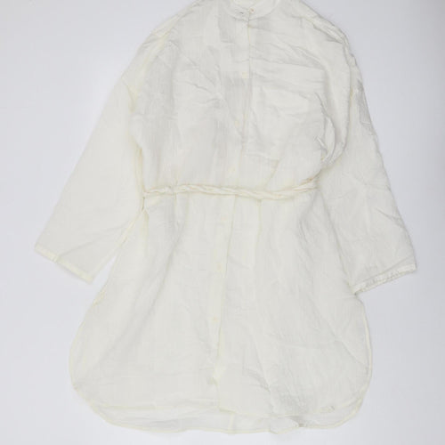 Zara Women's White XS Basic Blouse with Belted Waist