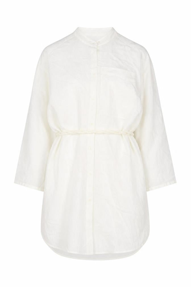 Front view of Zara Women's White XS Basic Blouse with Belted Waist