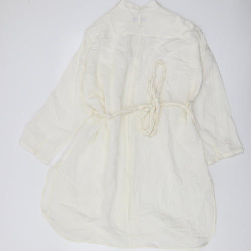 Zara Women's White XS Basic Blouse with Belted Waist