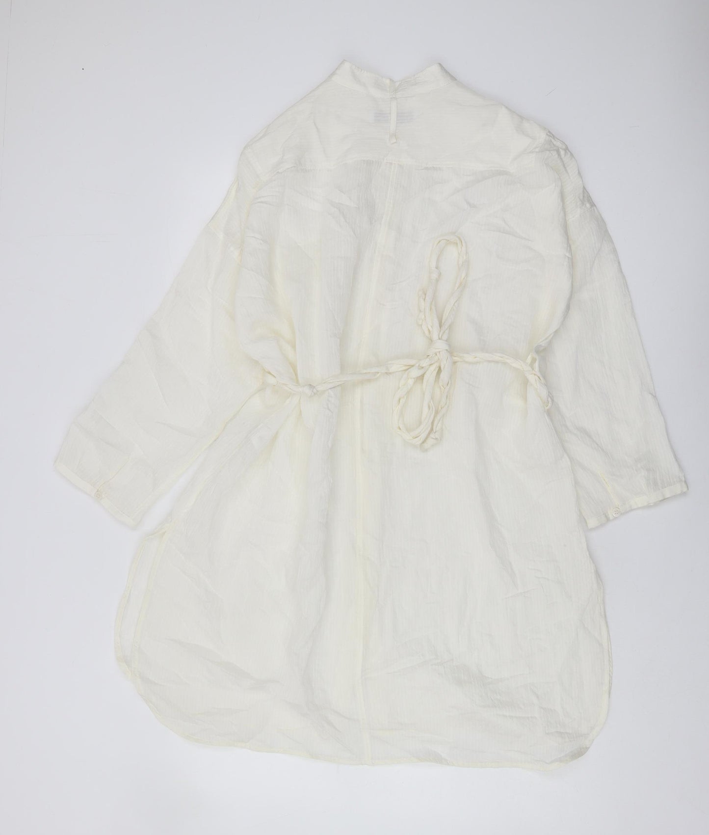 Zara Women's White XS Basic Blouse with Belted Waist