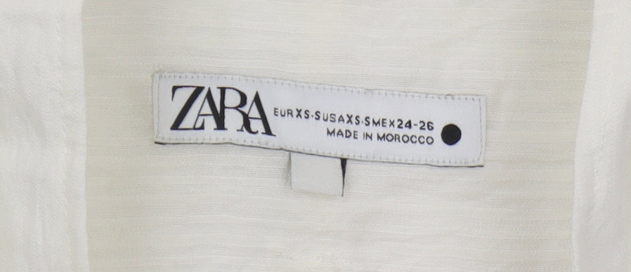 Zara Women's White XS Basic Blouse with Belted Waist