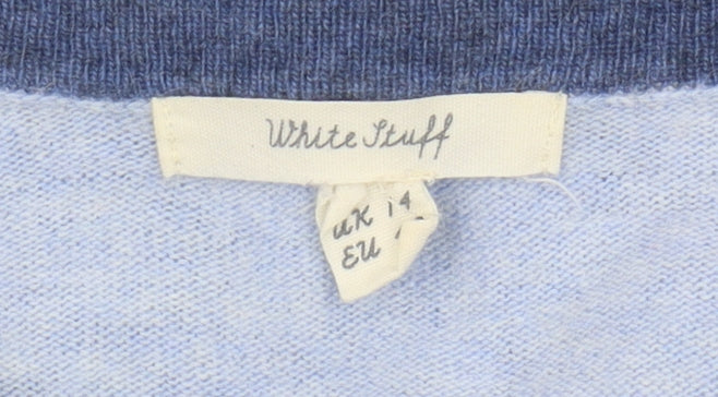 White Stuff Women's Blue Crew Neck Jumper Size 14
