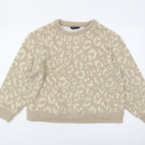 Marks and Spencer Women's Beige Animal Print Pullover Jumper