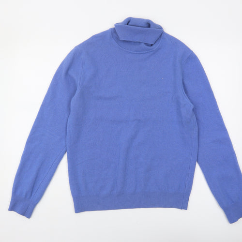 Farhi Women's Blue Roll Neck Wool Jumper M Stylish Pullover