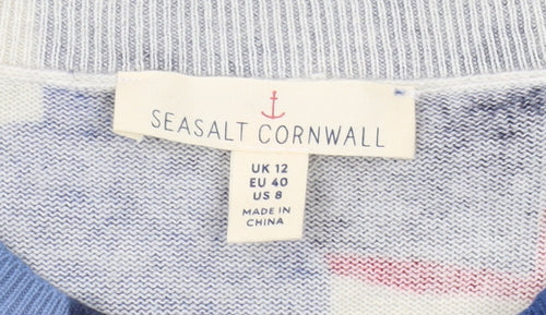 Seasalt Cornwall Women's Blue Geometric Jumper Size 12