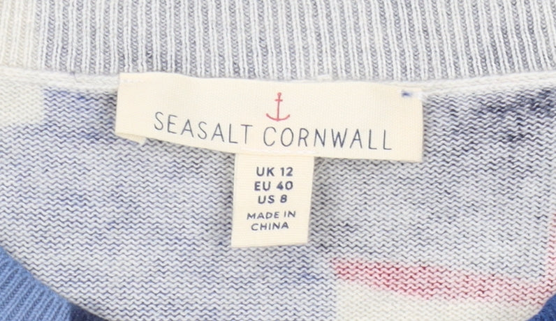 Seasalt Cornwall Women's Blue Geometric Jumper Size 12