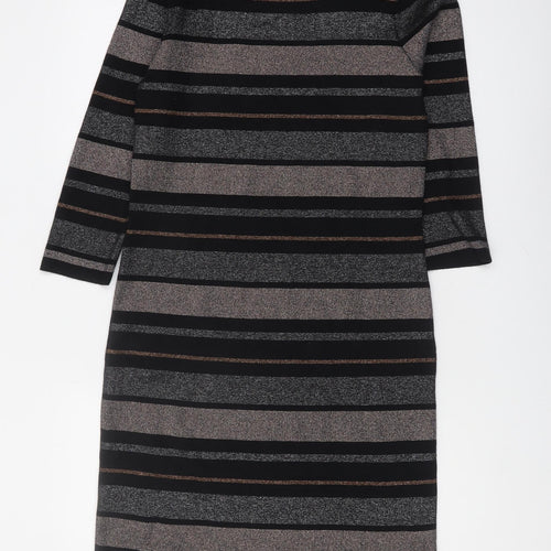 M&Co Women's Black Striped Tunic Jumper Size 12