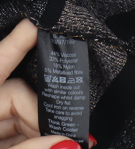 M&Co Women's Black Striped Tunic Jumper Size 12