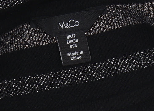 M&Co Women's Black Striped Tunic Jumper Size 12