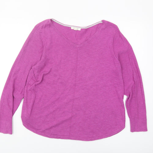 White Stuff Women's Pink V-Neck Pullover Jumper Size 14