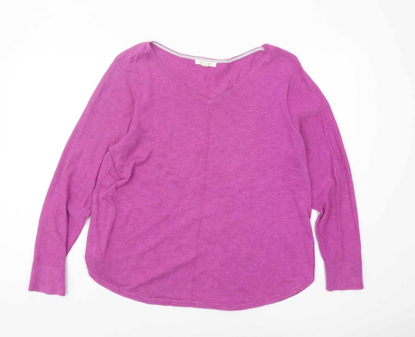 White Stuff Women's Pink V-Neck Pullover Jumper Size 14