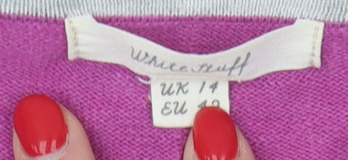 White Stuff Women's Pink V-Neck Pullover Jumper Size 14