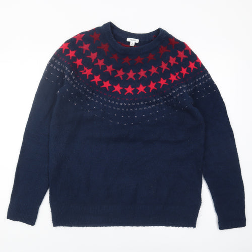 TOG24 Women's Blue Crew Neck Pullover Winter Jumper