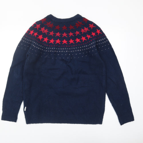 TOG24 Women's Blue Crew Neck Pullover Winter Jumper