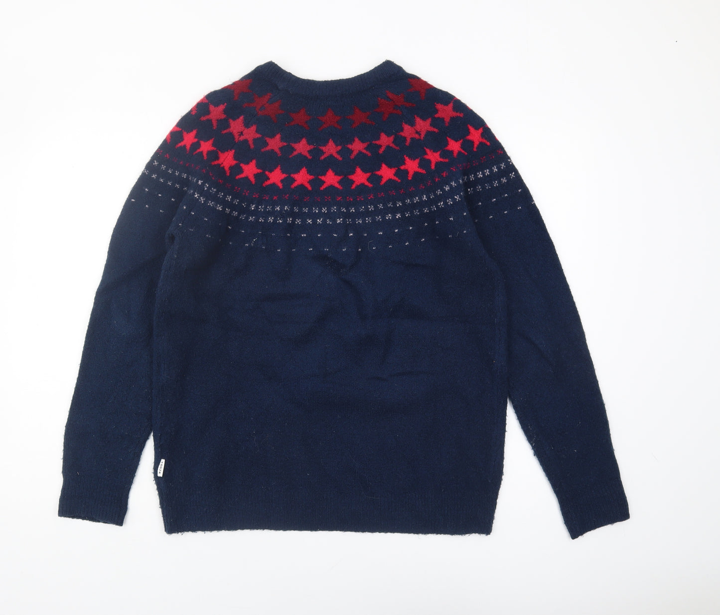 TOG24 Women's Blue Crew Neck Pullover Winter Jumper