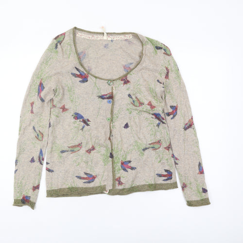 White Stuff Women's Beige Bird Cardigan Size 12