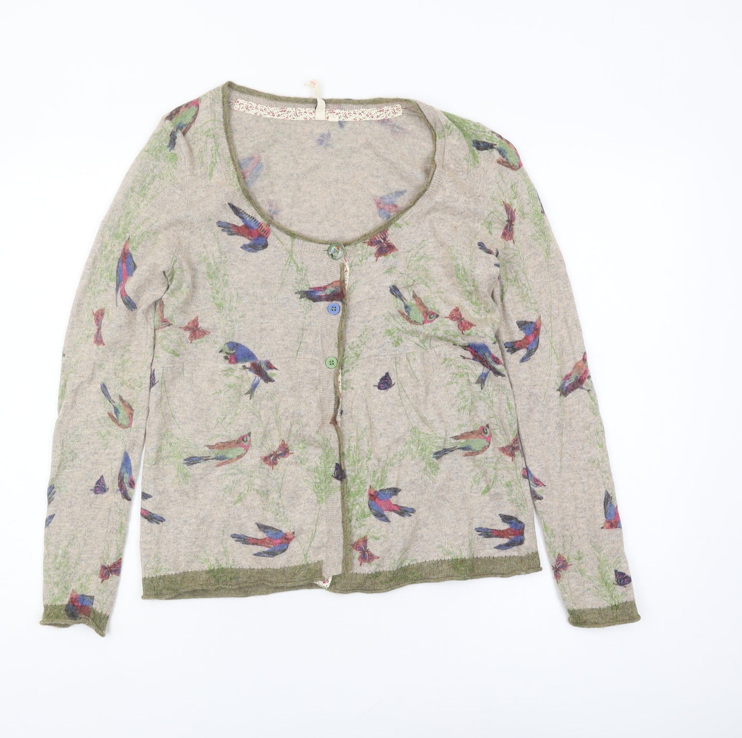 White Stuff Women's Beige Bird Cardigan Size 12