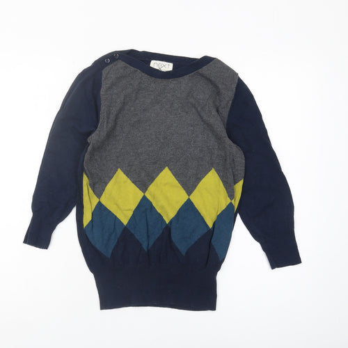 Next Women's Navy Argyle Jumper, Size 10, Cotton Blend