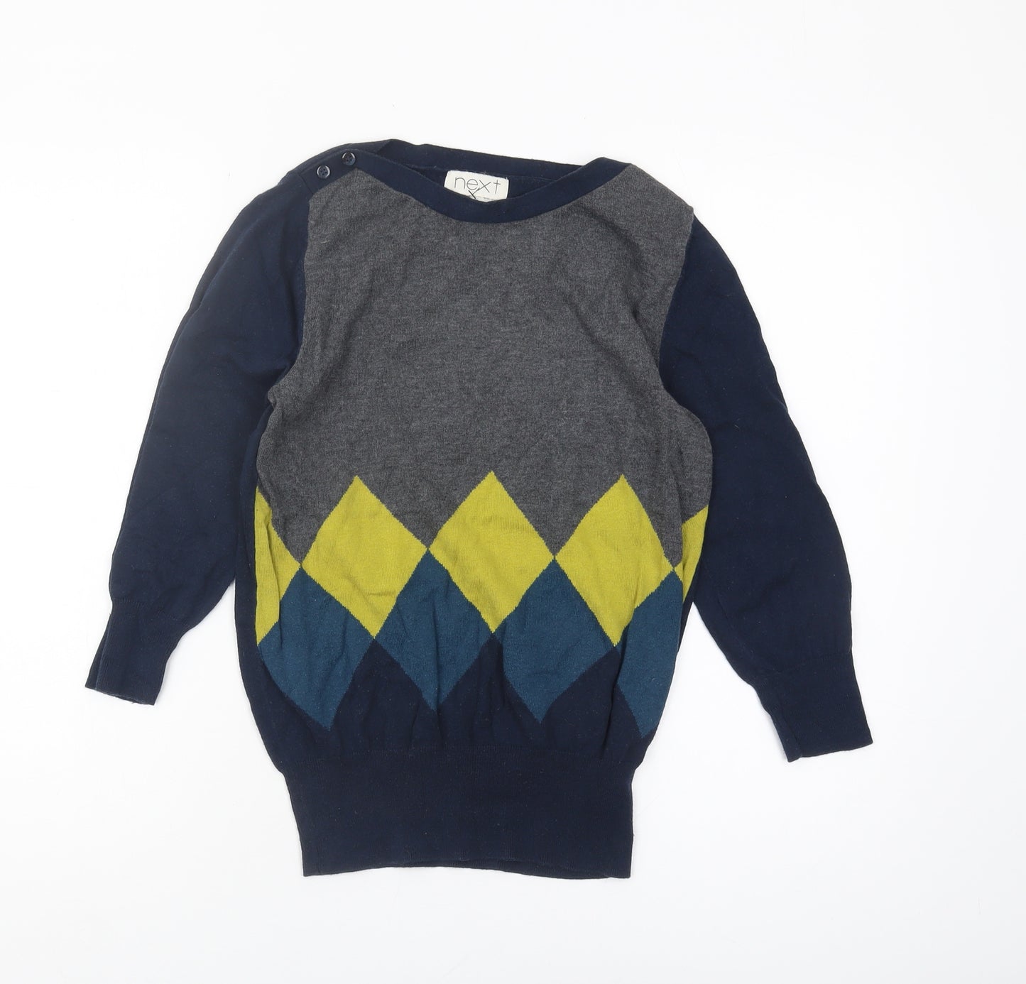 Next Women's Navy Argyle Jumper, Size 10, Cotton Blend