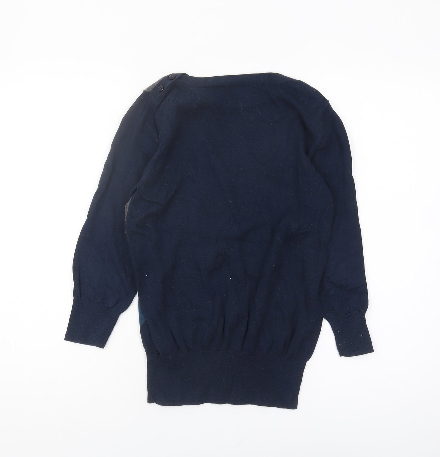 Next Women's Navy Argyle Jumper, Size 10, Cotton Blend