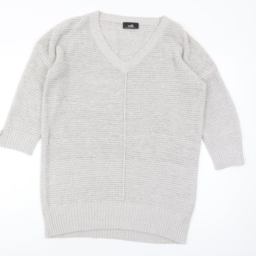 Wallis Women's Ivory V-Neck Knit Jumper, Size M
