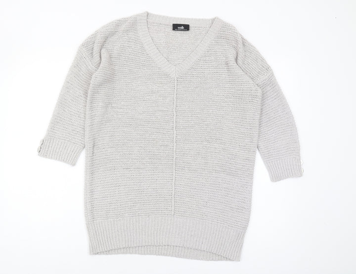 Wallis Women's Ivory V-Neck Knit Jumper, Size M