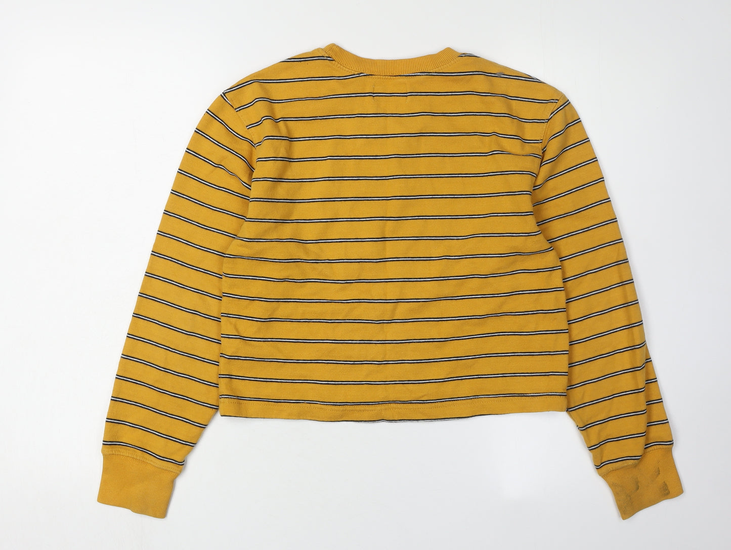 Pull&Bear Women's Yellow Striped Sweatshirt - Size 10