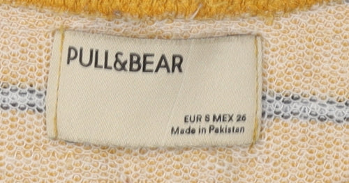 Pull&Bear Women's Yellow Striped Sweatshirt - Size 10