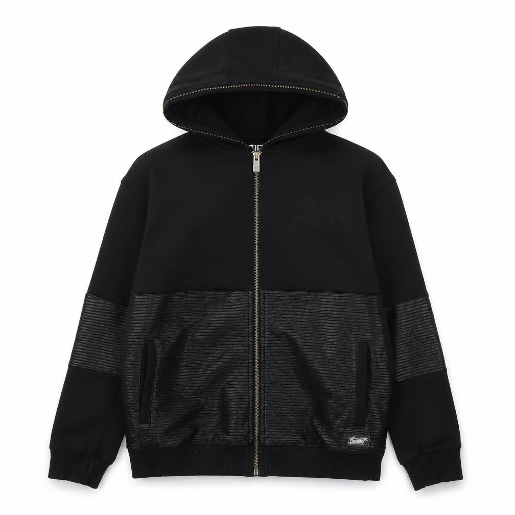 Front view of Sonneti boys’ black full zip hoodie 12-13 years