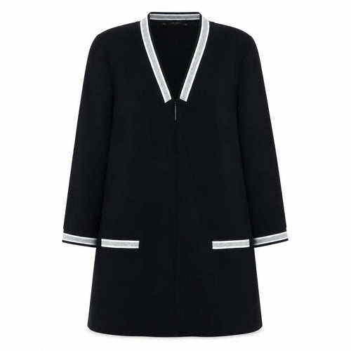 Zara Women Black 3/4 Sleeve V-Neck Dress M