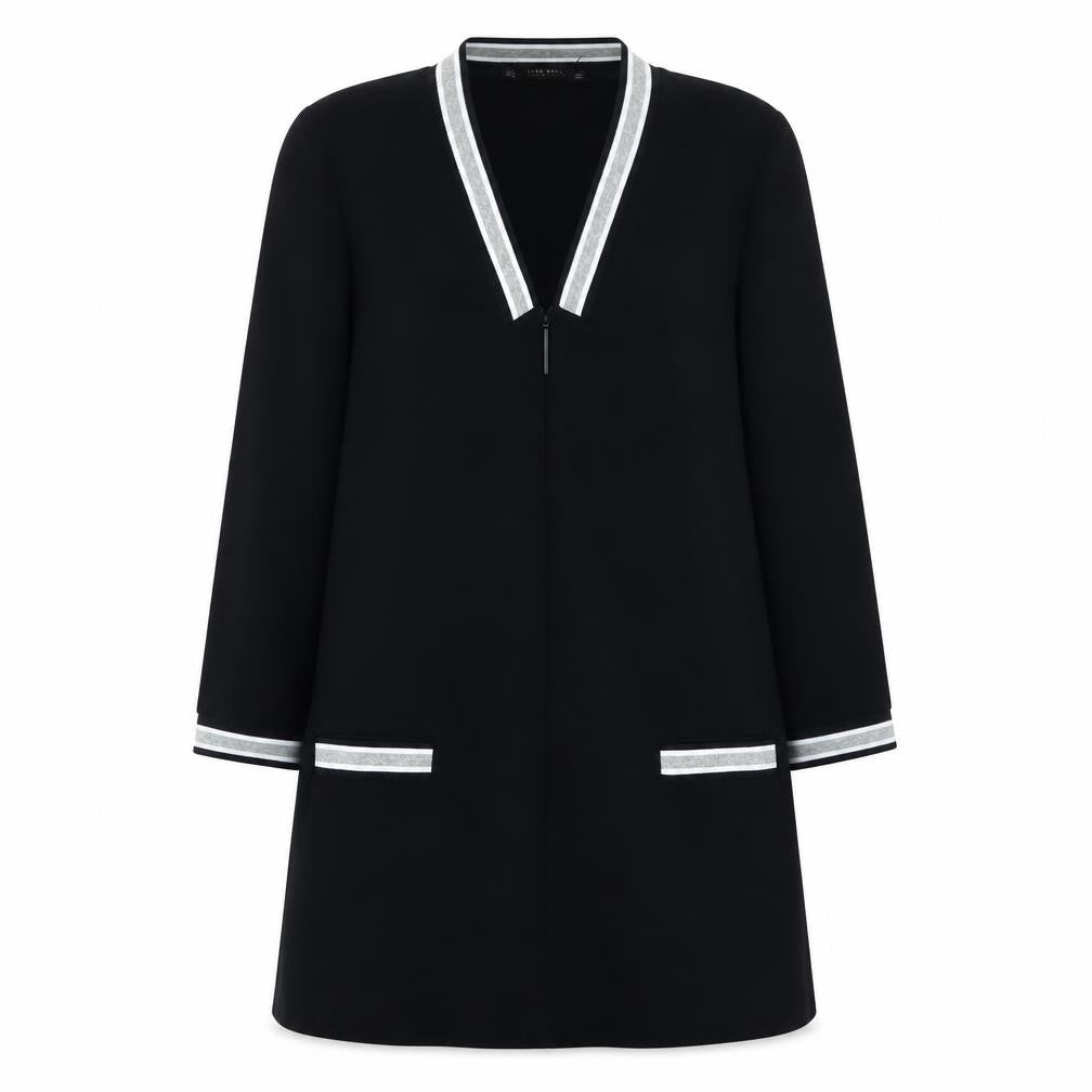 Zara Women Black 3/4 Sleeve V-Neck Dress M
