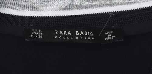 Zara Women Black 3/4 Sleeve V-Neck Dress M