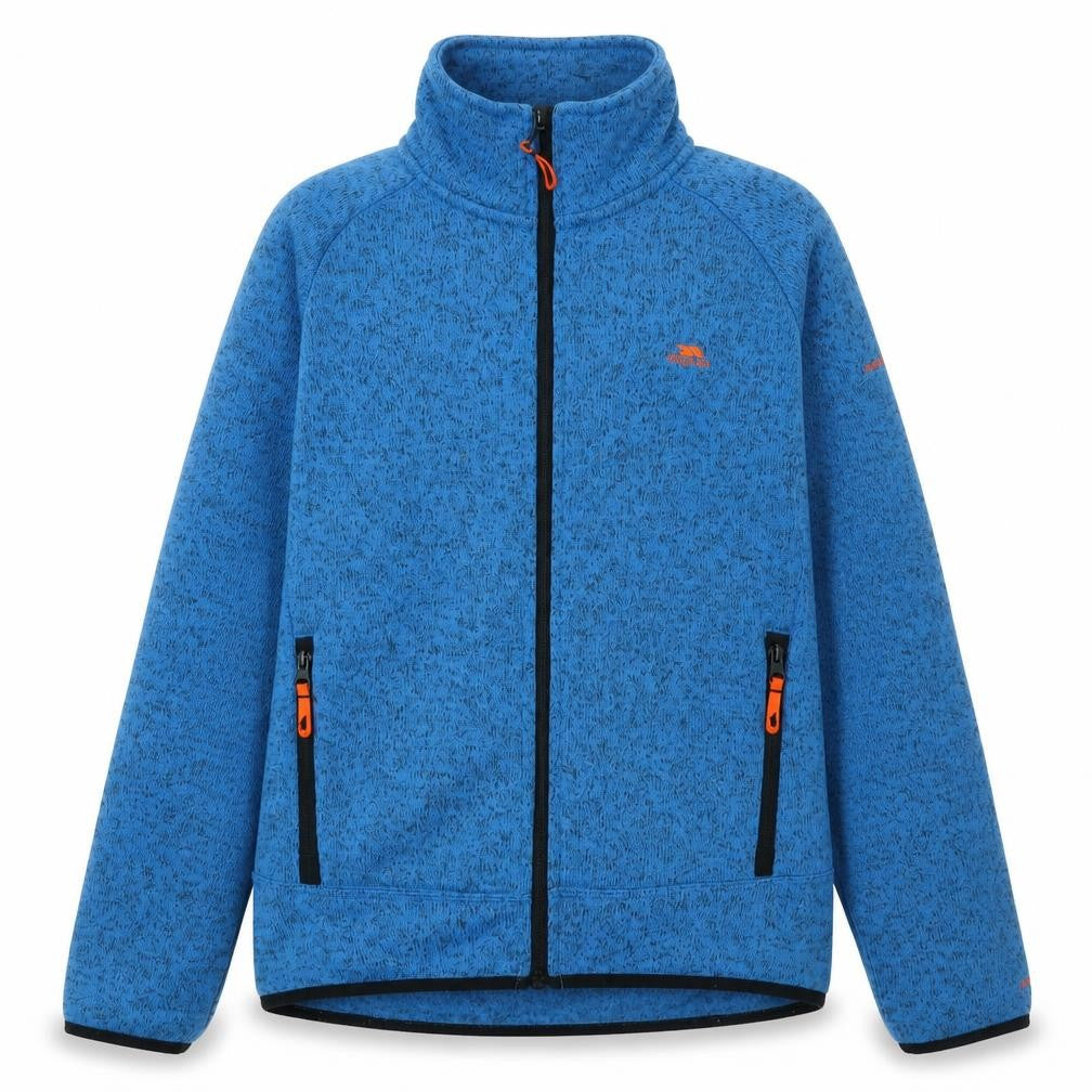 Front view of Trespass boys’ blue full zip fleece jacket 11-12 years