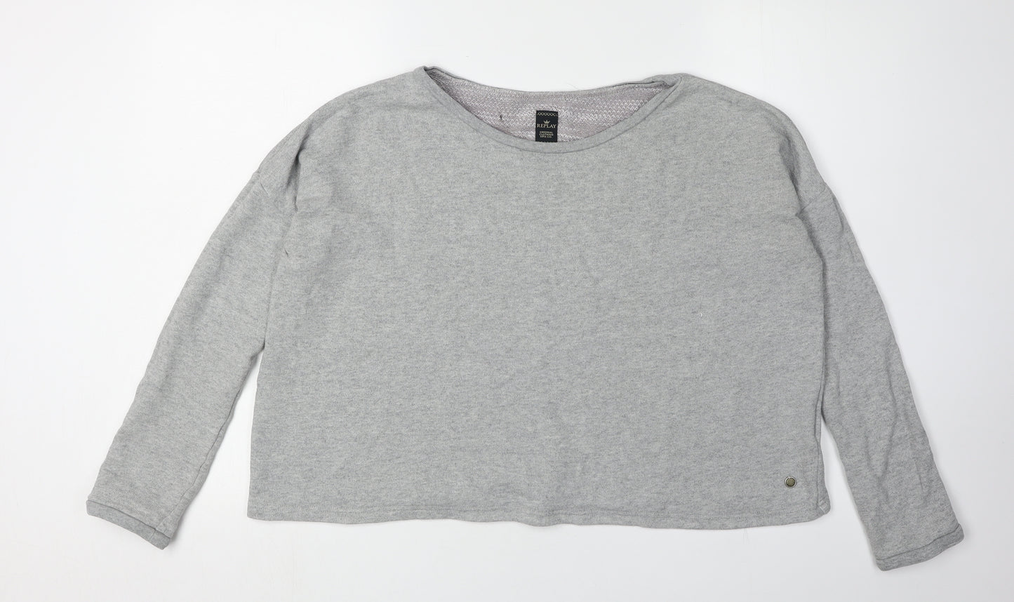 Replay Women's Grey Pullover Jumper, Size S, Cotton