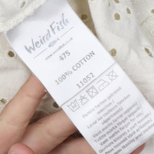 Weird Fish Women's White Eyelet Cotton Top Size 10