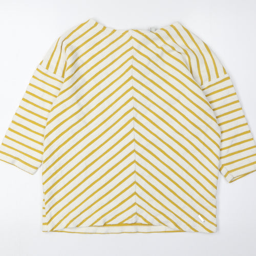 Joules Women's Yellow Striped T-Shirt, Size 8, Casual