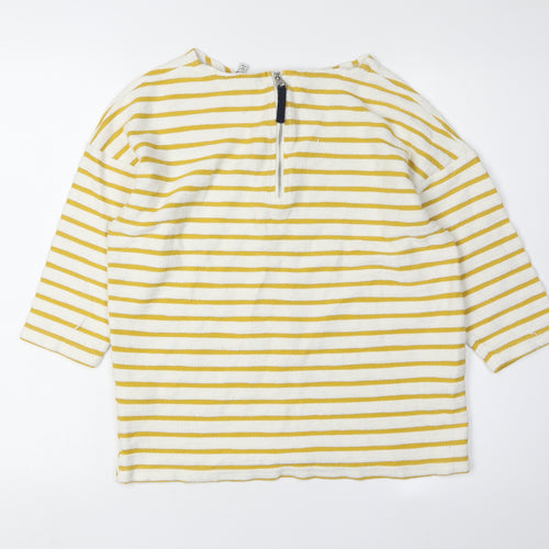 Joules Women's Yellow Striped T-Shirt, Size 8, Casual
