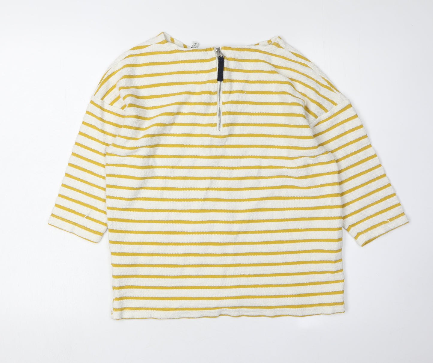 Joules Women's Yellow Striped T-Shirt, Size 8, Casual